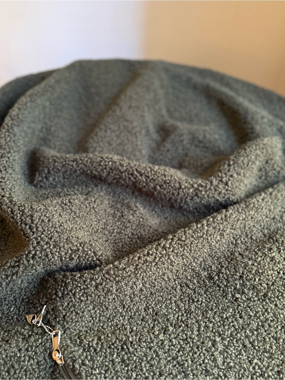 Pottery Barn Teen Bean Bag COVER ONLY Large BrownGreen Faux Fur Sherpa 42.5x34.9